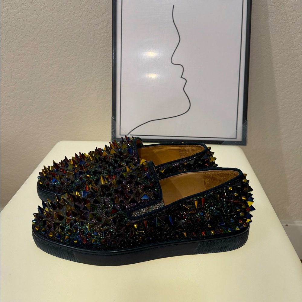 Christian louboutin color spike low top sneaker